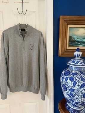 Greg Norman Collection Light Gray St. Andrew’s Collection Quarter-Zip Sweater